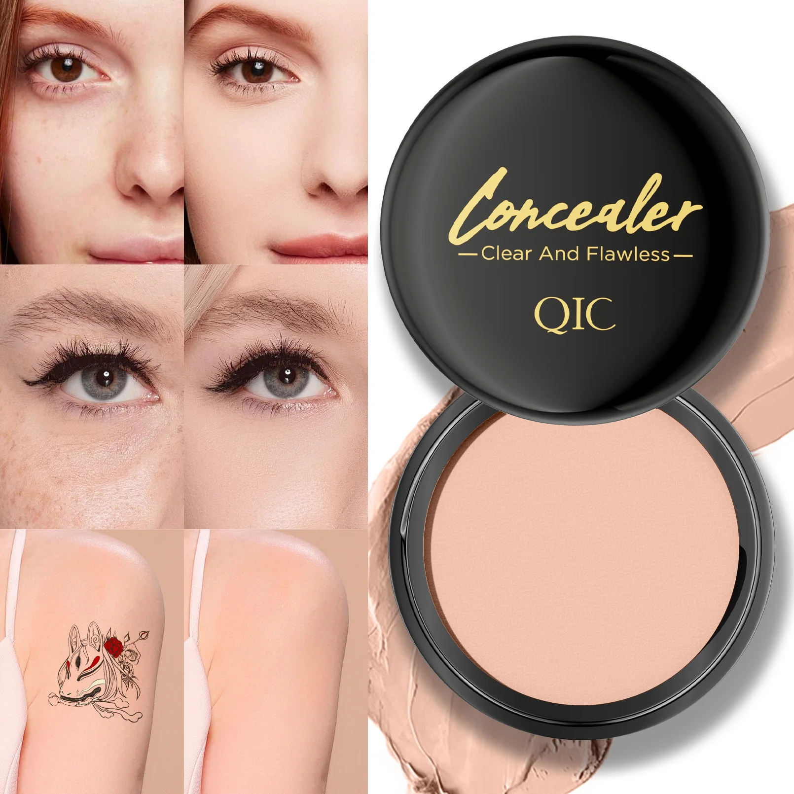 Waterproof Sweatproof Concealer Covers Dark Circles,Blemishes,Tattoos & Scars,Long Lasting Smudge Resistant - Image 3