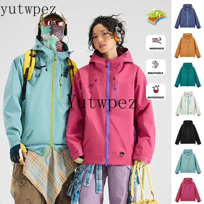 Waterproof Tactical Softshell Couple’s Mountain Style Jacket, Outdoor Hiking Mountaineering Coat, Loose Casual Hooded Outerwear - Image 2
