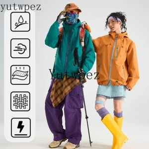 Waterproof Tactical Softshell Couple’s Mountain Style Jacket, Outdoor Hiking Mountaineering Coat, Loose Casual Hooded Outerwear