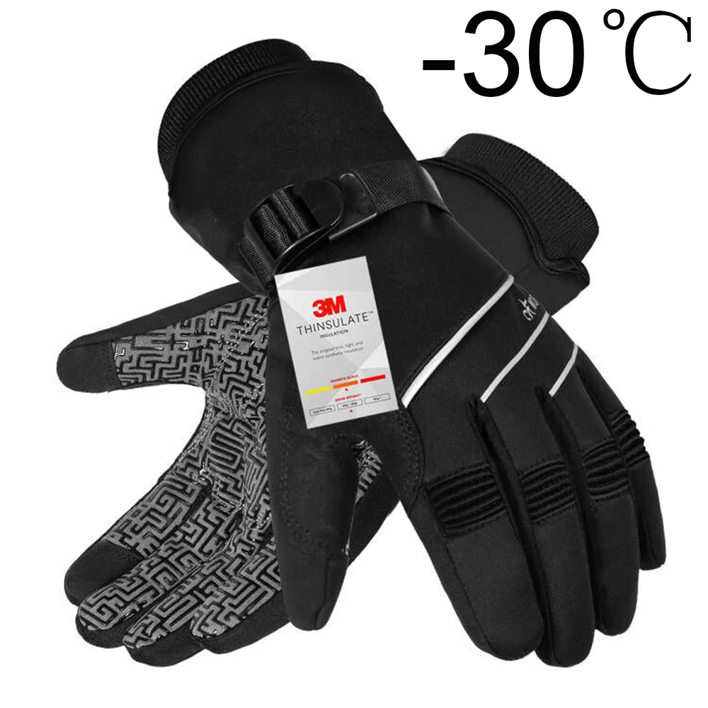 Waterproof Winter Ski Gloves Anti-slip Gel Touchscreen Thermal Outdoor Snowboard Gloves Motorcycle Bike Cycling Gloves Men Women