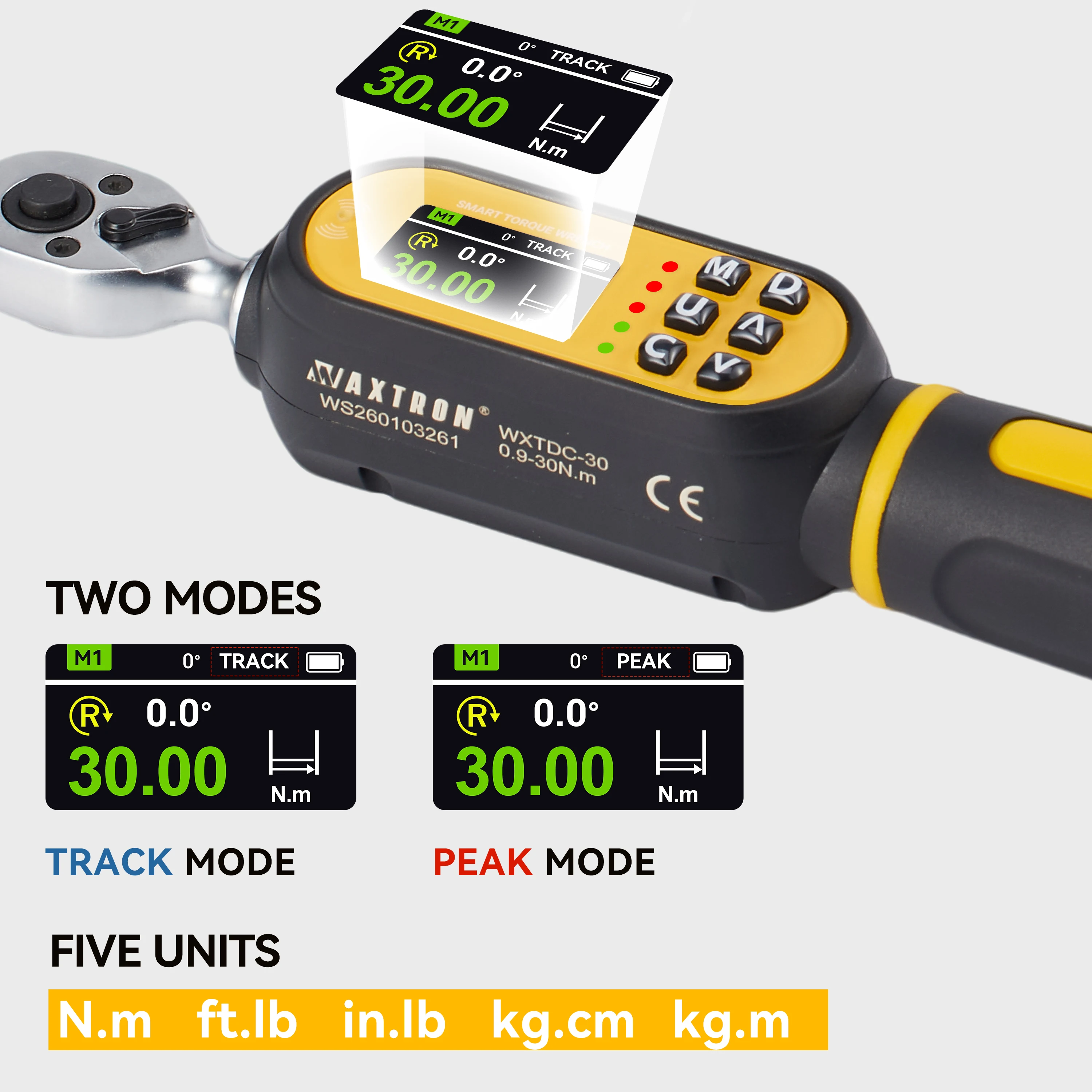 Waxtron 1/4'' Digital Angle Torque Wrench Set 1.5-30N.m Accuracy ±2% Angle Torque Wrench 45PCS Torque Spanner For Bicycle Repair - Image 3