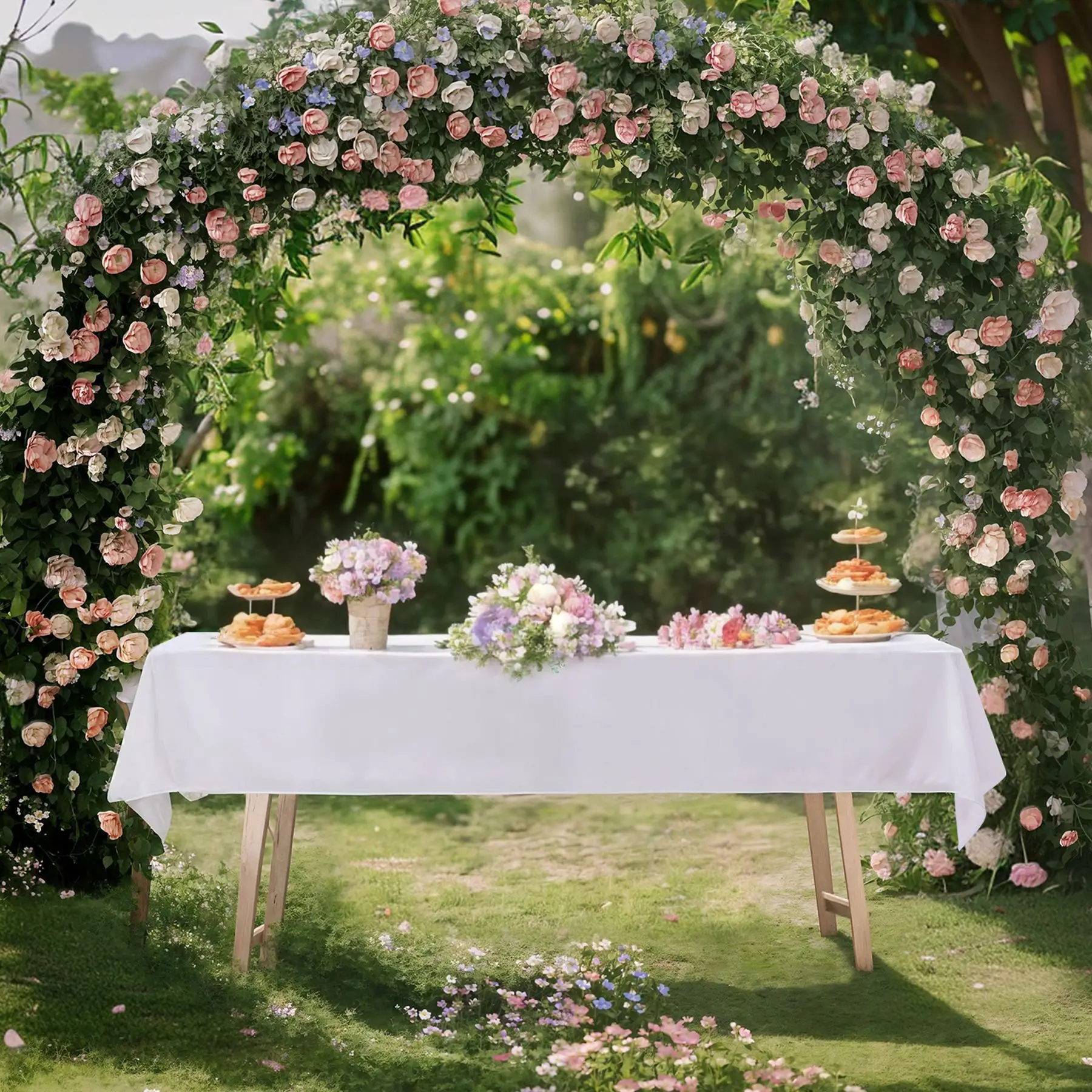 White Table Cloth Waterproof Anti Scratch Polyester Tablecloth Washable Fabric Table Cover Home Dining Buffet Party Table Decor - Image 4