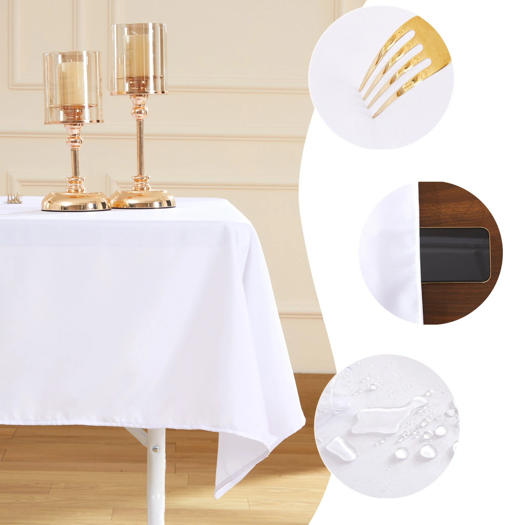 White Table Cloth Waterproof Anti Scratch Polyester Tablecloth Washable Fabric Table Cover Home Dining Buffet Party Table Decor - Image 6