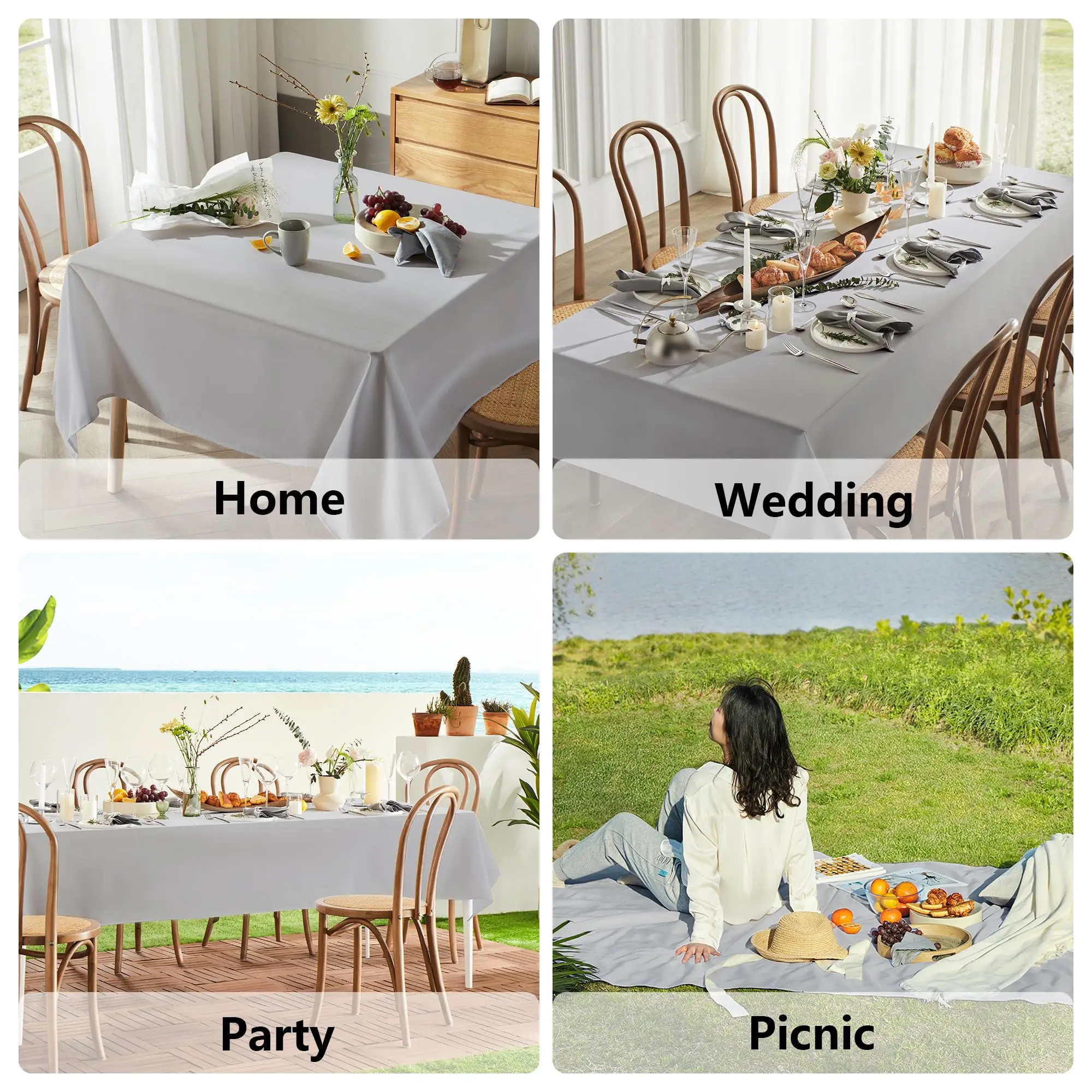 White Table Cloth Waterproof Anti Scratch Polyester Tablecloth Washable Fabric Table Cover Home Dining Buffet Party Table Decor - Image 5