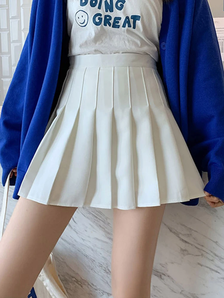 White Women Pleated Skirts Summer High Waist Zipper Girls Dancing JK Mini Skirts Black Fashion Student A Line Faldas 2026 - Image 2