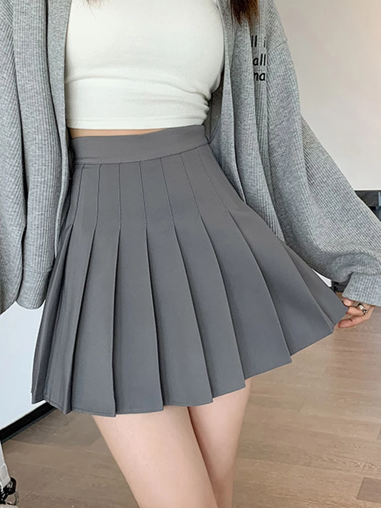 White Women Pleated Skirts Summer High Waist Zipper Girls Dancing JK Mini Skirts Black Fashion Student A Line Faldas 2026 - Image 3