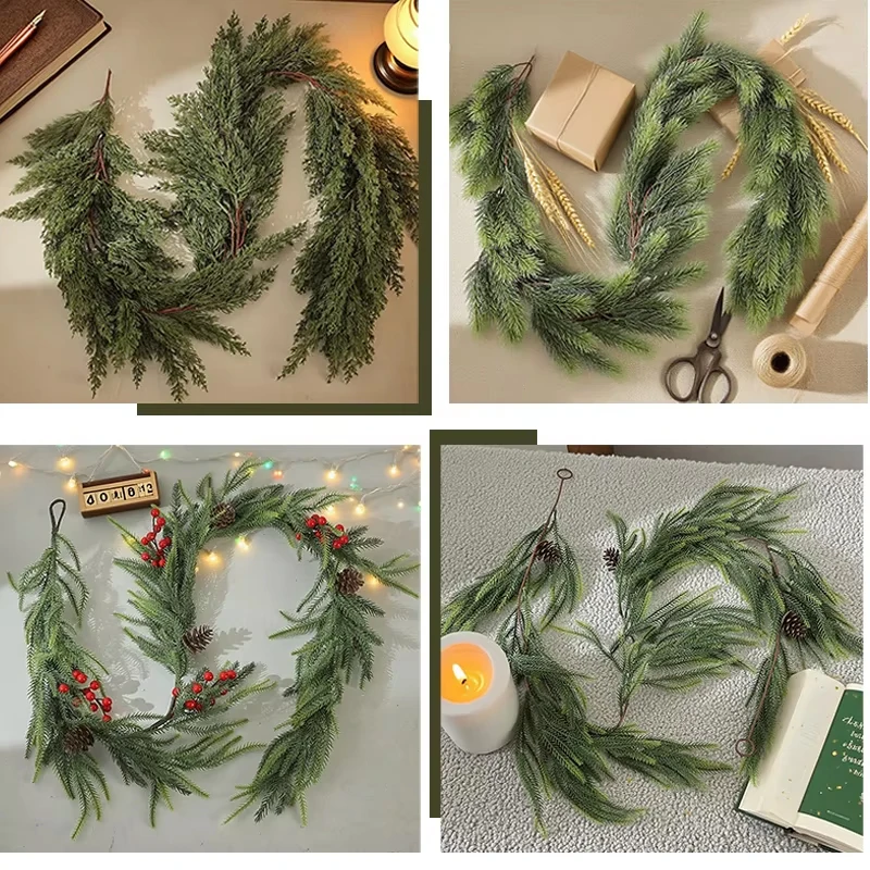 Wholesale and retail Christmas Cedar Pine Garlands,Artificial Cedar Garland,Mantle,Wall,Indoor,Outdoor Christmas Decorations - Image 5