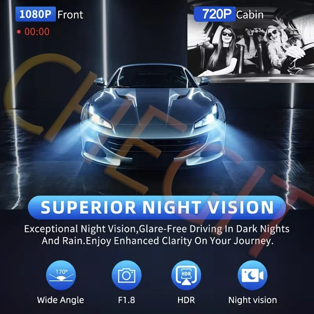 Wifi 3 Channel Dash Cam Night Vision Loop Recording & 2" IPS Screen 1080P 2/3Camera DVR Recorder, Video Recorder, Vehicle DVR - Image 4