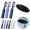 Windproof Fully Automatic Folding Umbrella With Loop Buckle UPF50+ Protable Compact Sun Rain Umbrellas For Women And Men