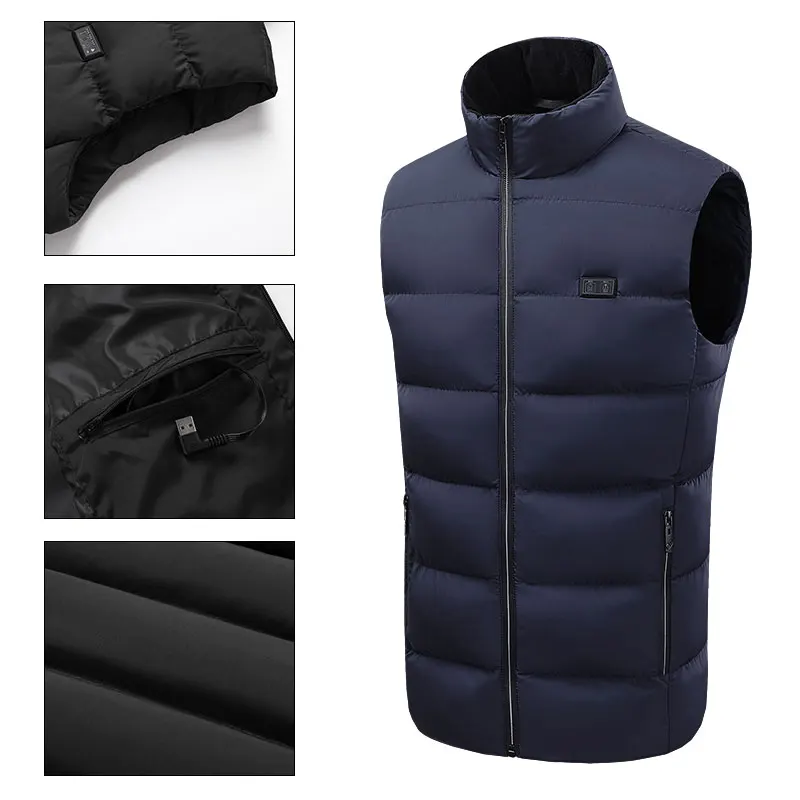 Winter 9 Area Heating Vest Unisex Stand-up Collar Heated Vest Heating Outdoor Sports Jacket Vest(Not Included The Power Bank) - Image 5