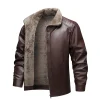 Winter Fleece-lined Leather Jacket Men 2025 New Coat Men's Top Windproof Leisure Mens Streetwear Zipper Retro Moto Biker Jackets