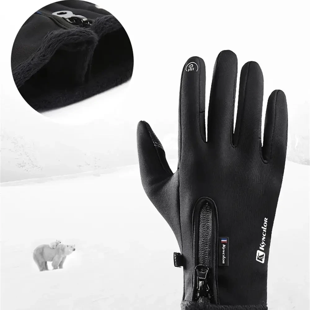 Winter Full Finger Thermal Fleece Cycling Gloves, Windproof, Touch Screen, Bicycle Glove for Road Bike Racing, Anti Slip, New - Image 4