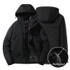 Winter Graphene Heated Puffer Jacket Men's Windproof Waterproof Hooded Tactical Coat Multi-Pocket Outdoor Commute Couple Parka