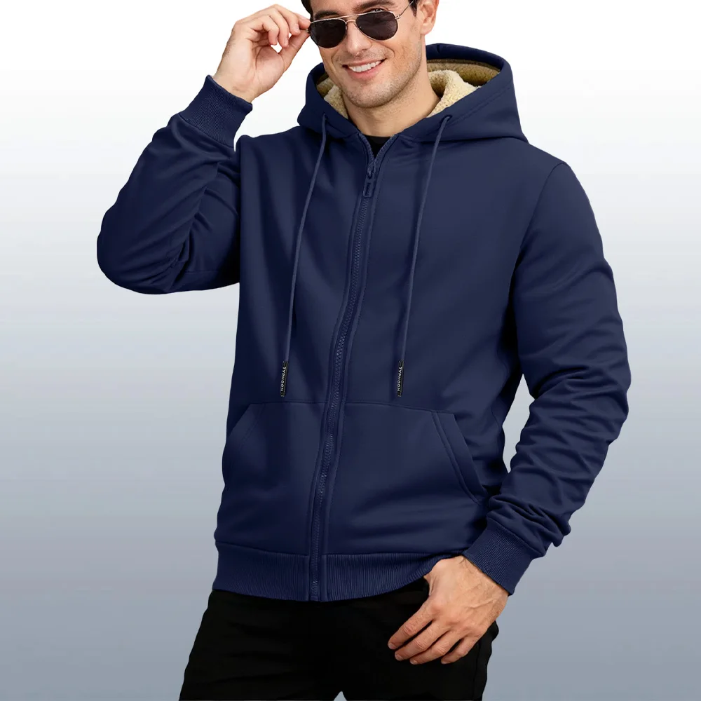 Winter Lambswool Jackets Fashion Black Hoodies Thicken Warm Coats Casual Sport Jacket Coat Large Size Tops Clothing - Image 5