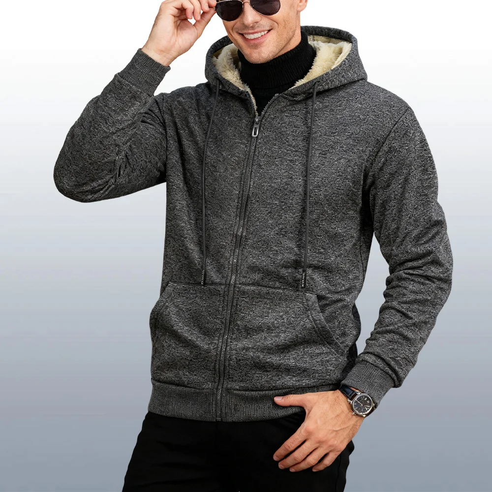 Winter Lambswool Jackets Fashion Black Hoodies Thicken Warm Coats Casual Sport Jacket Coat Large Size Tops Clothing - Image 6
