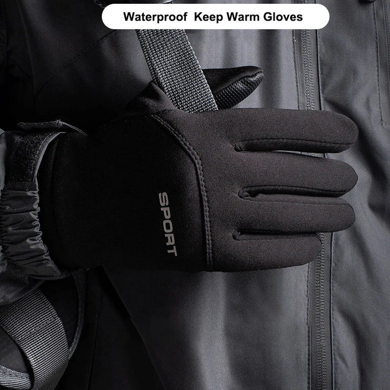 Winter Outdoor Sports Ski Gloves Windproof Water-Repellent Fleece Cold-Proof Cycling Touchscreen Non-Slip Motorcycle Gloves - Image 2