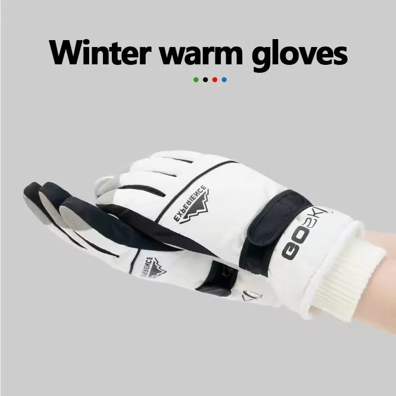 Winter Snowboard Ski Gloves PU Leather Non-slip Touch Screen Waterproof Motorcycle Cycling Fleece Warm Riding Gloves - Image 3