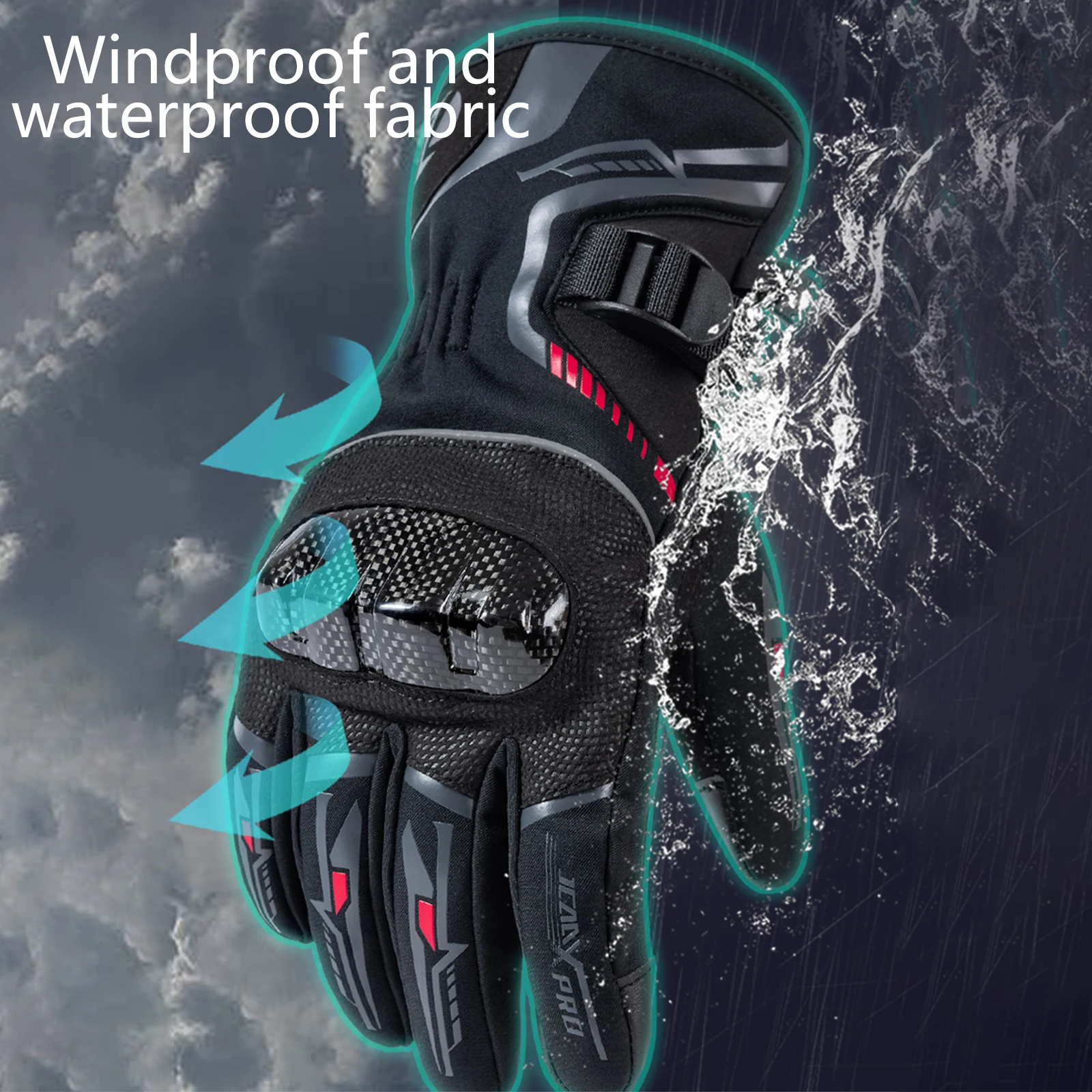 Winter Thermal Motorcycle Gloves Men Women Waterproof Motocross Biker Gloves Outdoor Sports Riding Carbon Fiber Protective Glove - Image 2