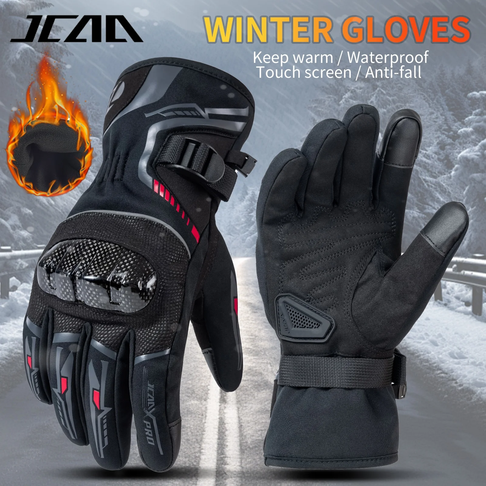Winter Thermal Motorcycle Gloves Men Women Waterproof Motocross Biker Gloves Outdoor Sports Riding Carbon Fiber Protective Glove
