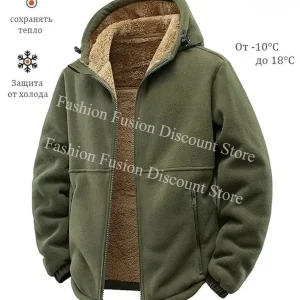 Winter Thick Fleece Zipper Hoodies Thicken Warm Jackets Long Sleeve Sweatshirts Casual Sports Fleece Black Coats Hooded Men Coat