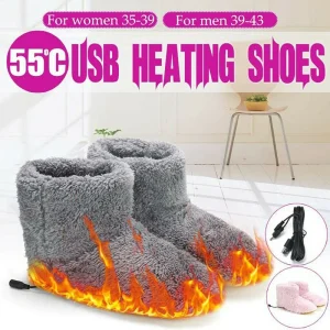 Winter USB Warmer Foot Shoes Plush Warm Electric Slipper Feet Heat Washable Men Women Comfortable Snow Boot Coral Fleece Socks