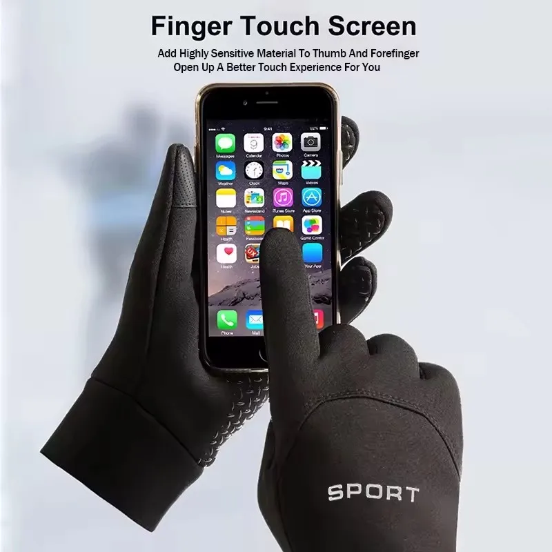 Winter Warm Gloves Touch Screen Windproof Non Slip Cold-proof Cycling Gloves Outdoor Men's Women's Running Hiking Skiing Gloves - Image 3