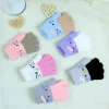 Winter Warm Woolen Gloves for 4-10 Years Old Cute Cartoon Cat Fingers Children's Color Block Gloves