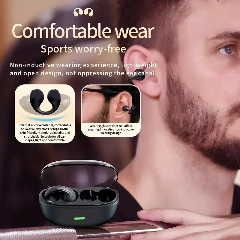 Wireless Bluetooth 5.3 Headset Long Battery Life Sports Ear Clip Earphones HIFI Stereo Noise Cancelling Headphones - Image 6