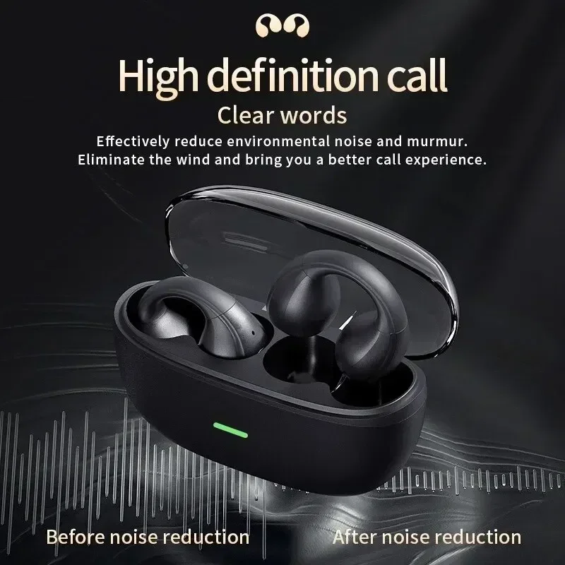 Wireless Bluetooth 5.3 Headset Long Battery Life Sports Ear Clip Earphones HIFI Stereo Noise Cancelling Headphones - Image 3