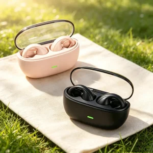 Wireless Bluetooth 5.3 Headset Long Battery Life Sports Ear Clip Earphones HIFI Stereo Noise Cancelling Headphones