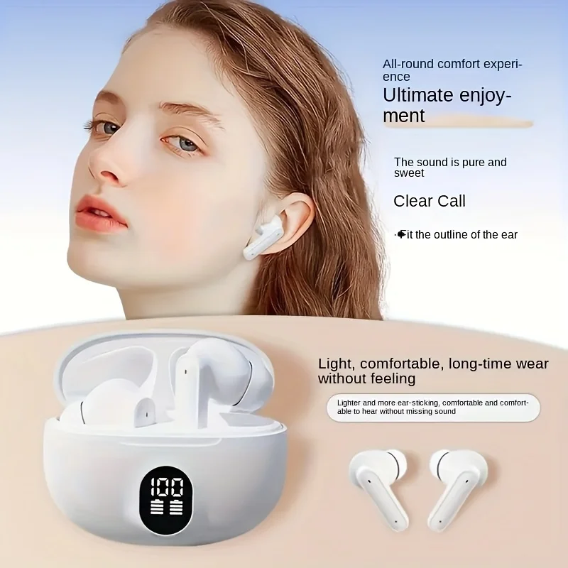 Wireless Headphones Bluetooth Earpods Sports Stereo Noise Canceling Headphone Microphone Speaker with LED Light Headphones - Image 2