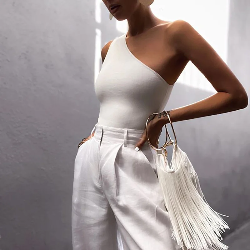 Women Sports Tank Tops Sexy Crop Tops Vest Casual Female One Shoulder Summer Outfits Tops Fitness Elastic - Image 4