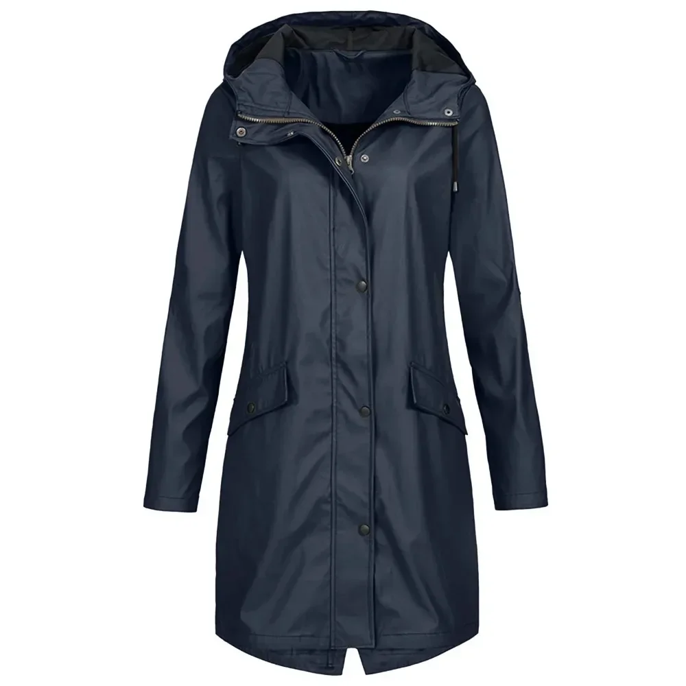 Women Waterproof Rain Jacket Outdoor Mountaineering Lightweight Windbreaker S-3XL Solid Color - Image 2