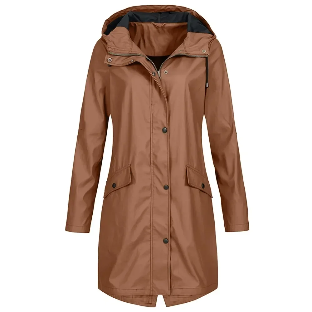 Women Waterproof Rain Jacket Outdoor Mountaineering Lightweight Windbreaker S-3XL Solid Color - Image 5