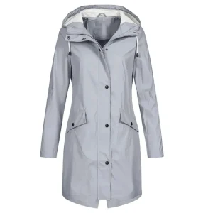 Women Waterproof Rain Jacket Outdoor Mountaineering Lightweight Windbreaker S-3XL Solid Color