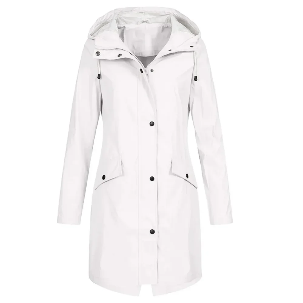 Women Waterproof Rain Jacket Outdoor Mountaineering Lightweight Windbreaker S-3XL Solid Color - Image 6