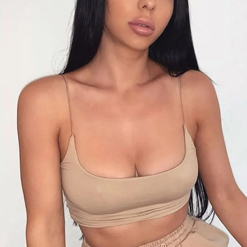 Womens Summer Camis Tanks Tops Sleeveless Bustier Unpadded Bandeau Bra Vest Crop Top Seamless Tees - Image 2