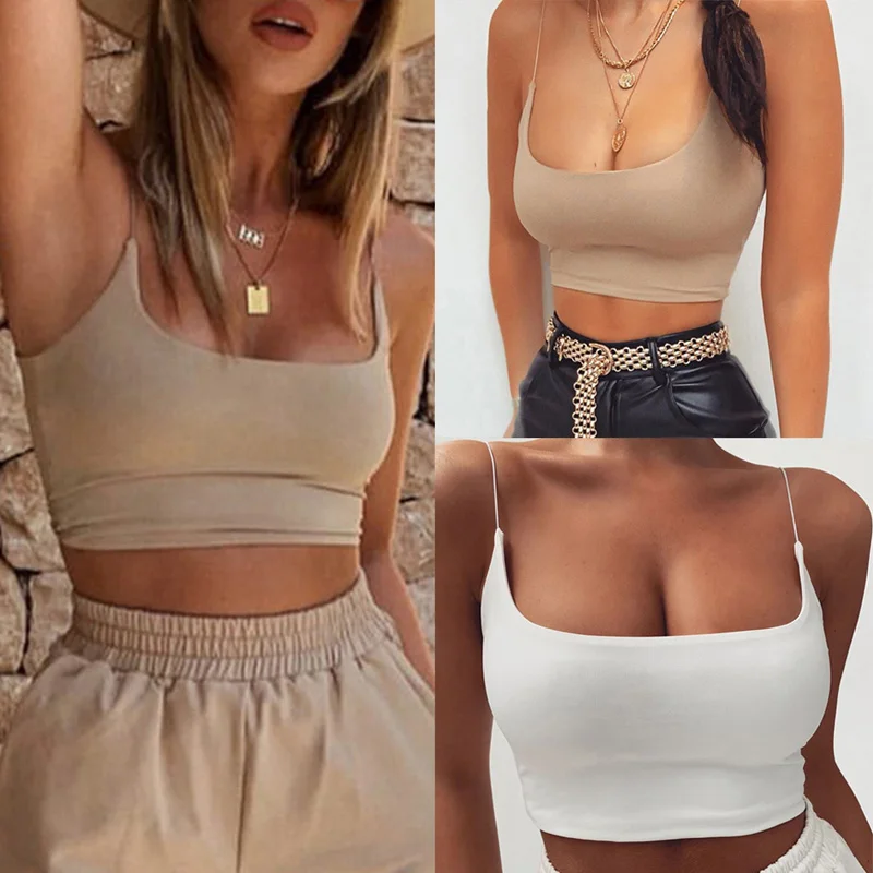 Womens Summer Camis Tanks Tops Sleeveless Bustier Unpadded Bandeau Bra Vest Crop Top Seamless Tees - Image 6