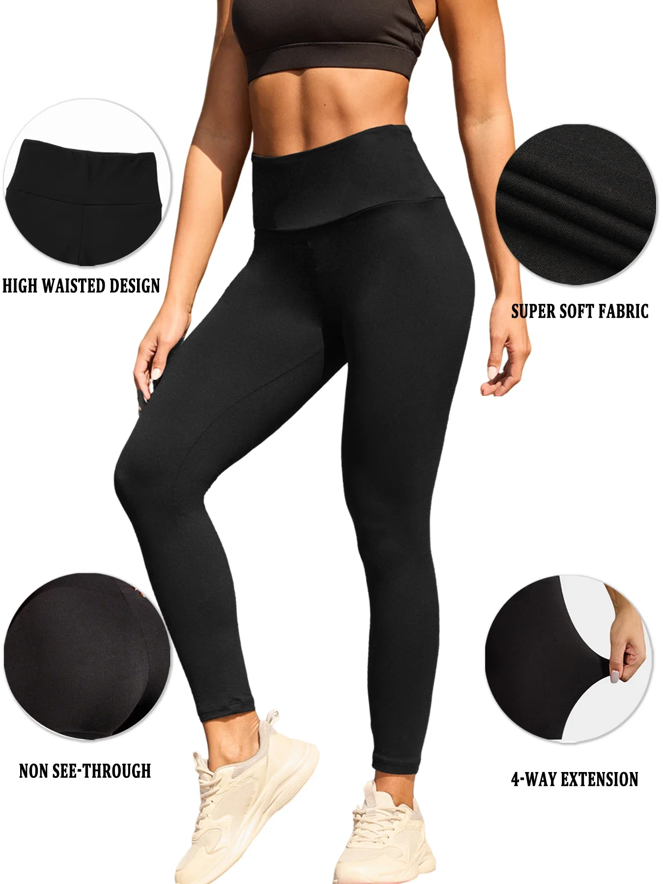 Women's Super Soft Leggings High Waisted Tummy Control No See Through Workout Yoga Running Athletic Push Up Gym Fitness Leggings - Image 6