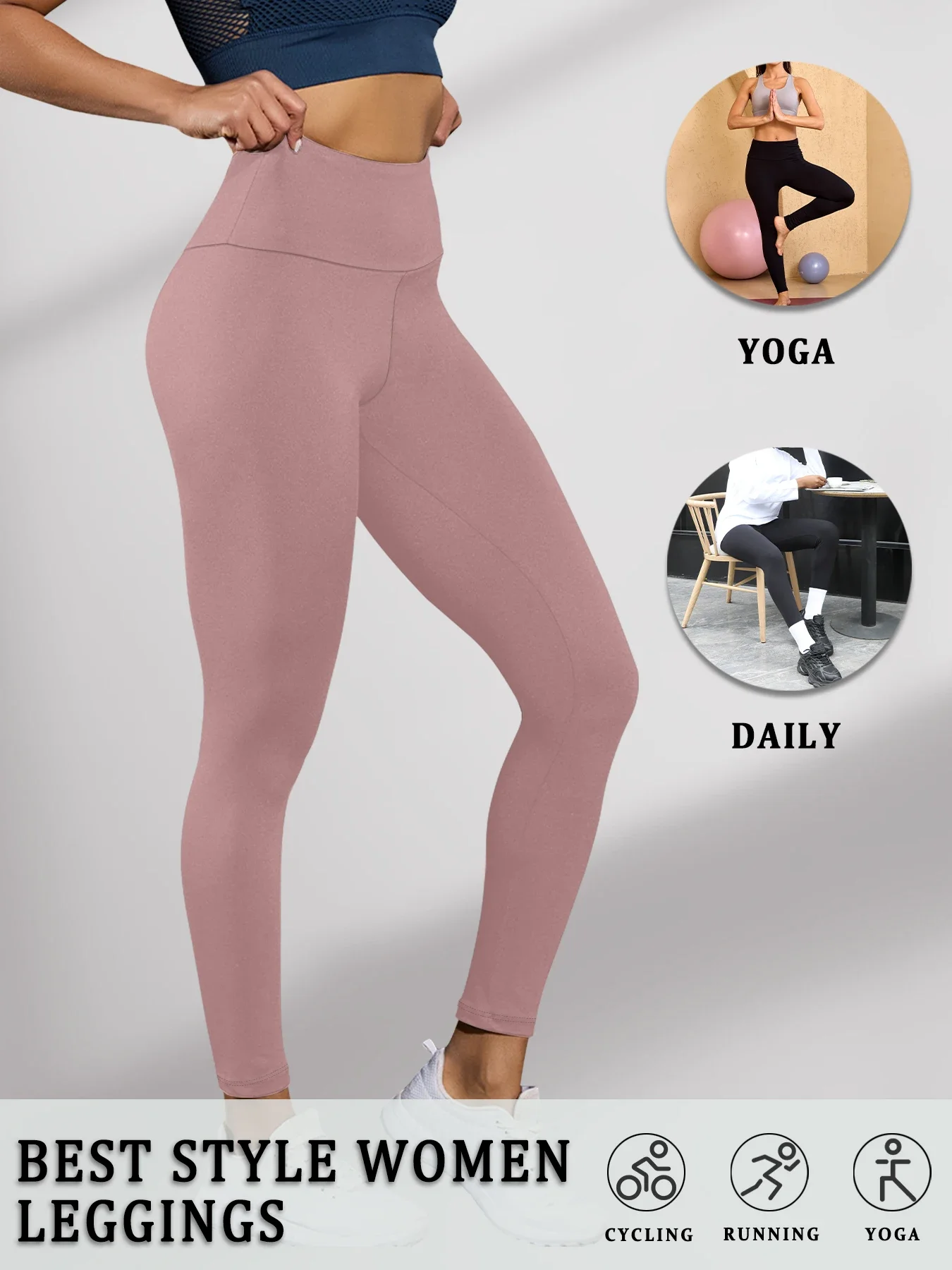 Women's Super Soft Leggings High Waisted Tummy Control No See Through Workout Yoga Running Athletic Push Up Gym Fitness Leggings - Image 3