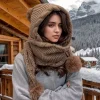 Women's Winter Hat Scarf Set - Thermal Wool Pom Beanie&Balaclava for Extreme Cold Versatile Hat with Attached Scarf Knitted Hat