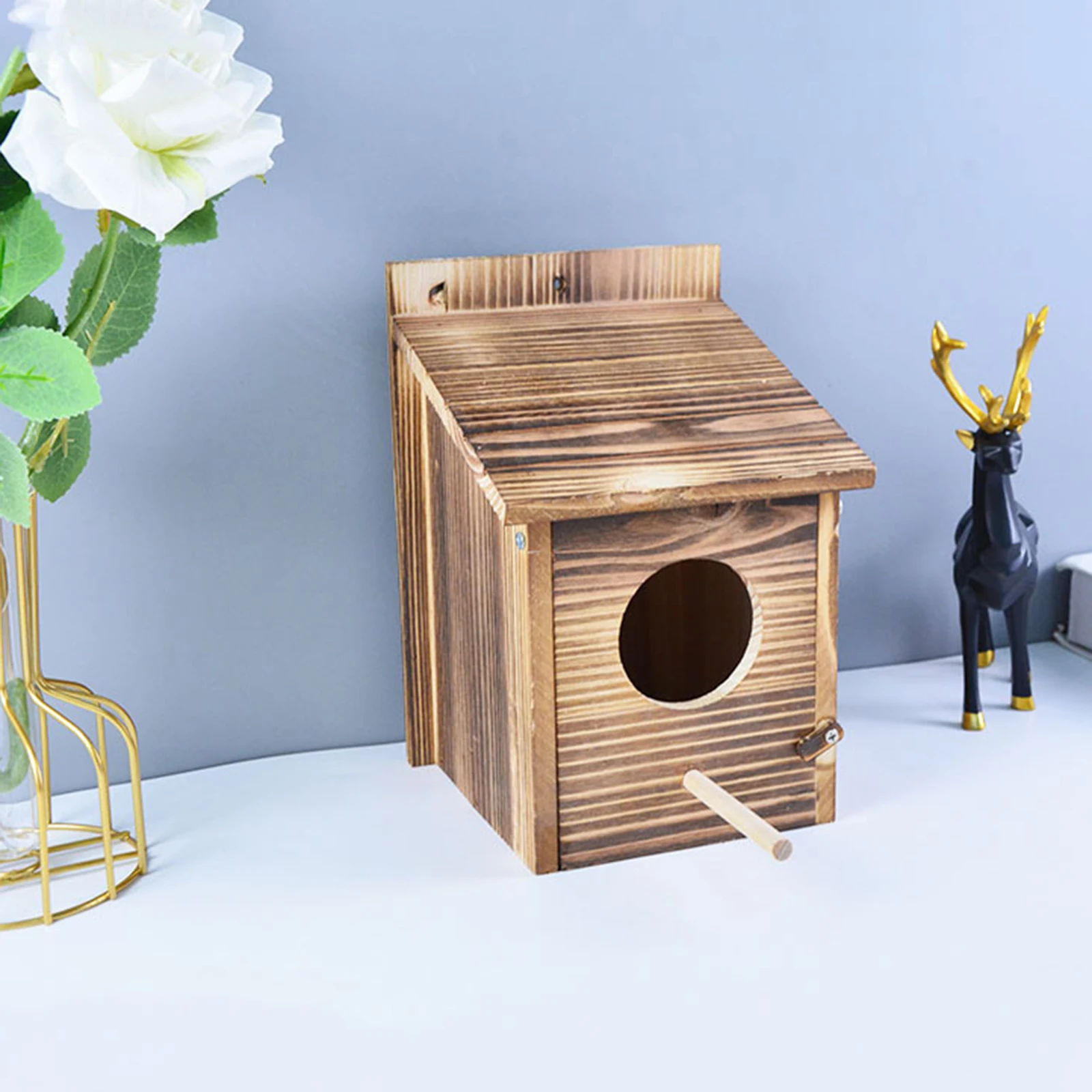 Wooden Bird House Outdoor Weatherproof Parrot Bird Nest Breeding Sleeping Box Paint Decorative DIY Storage Hanging Birdhouse - Image 4