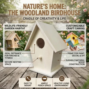 Wooden Bird House for Outside to Paint Bird Nesting Box Handmade Birdhouse with Perch for Small Birds Garden Decor