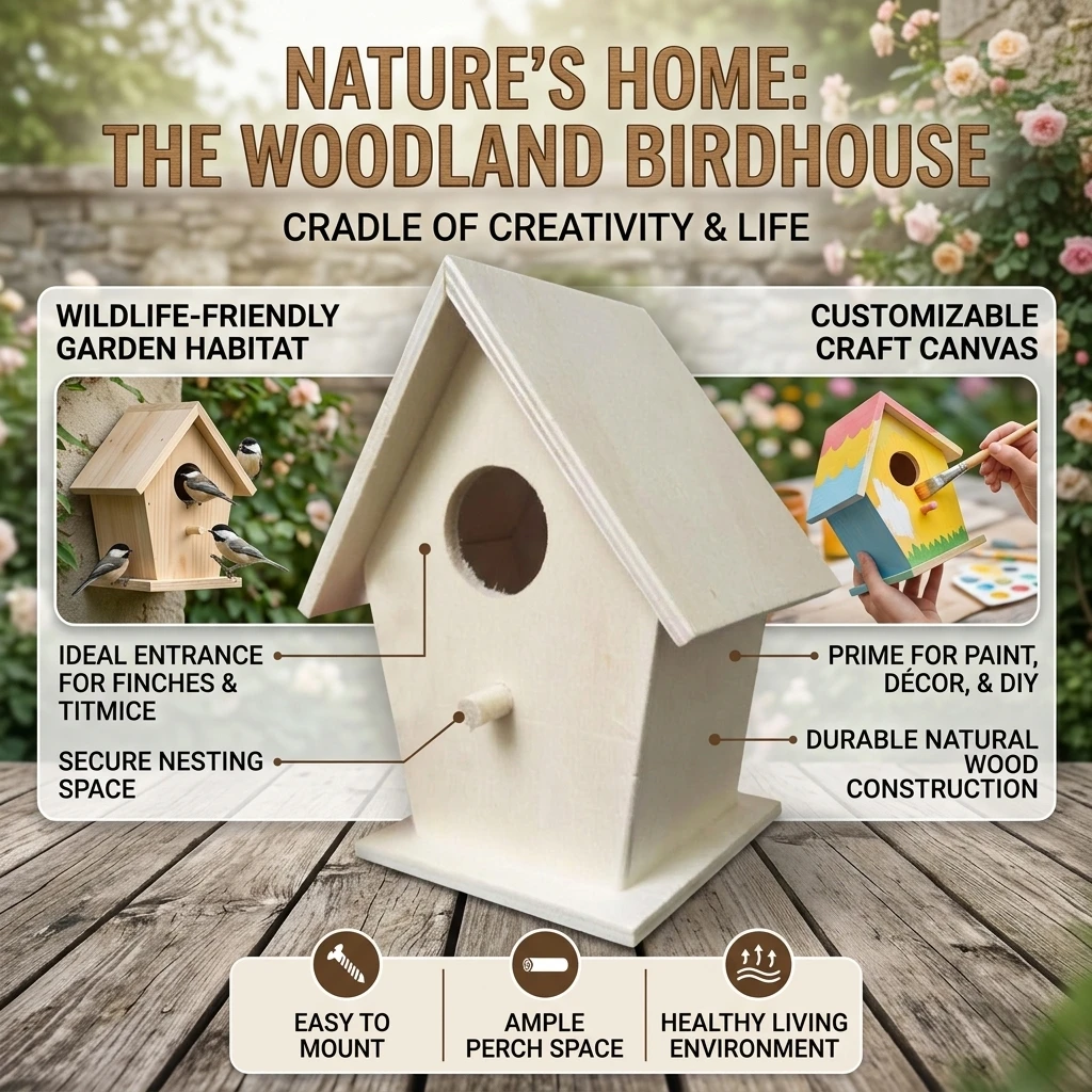 Wooden Bird House for Outside to Paint Bird Nesting Box Handmade Birdhouse with Perch for Small Birds Garden Decor