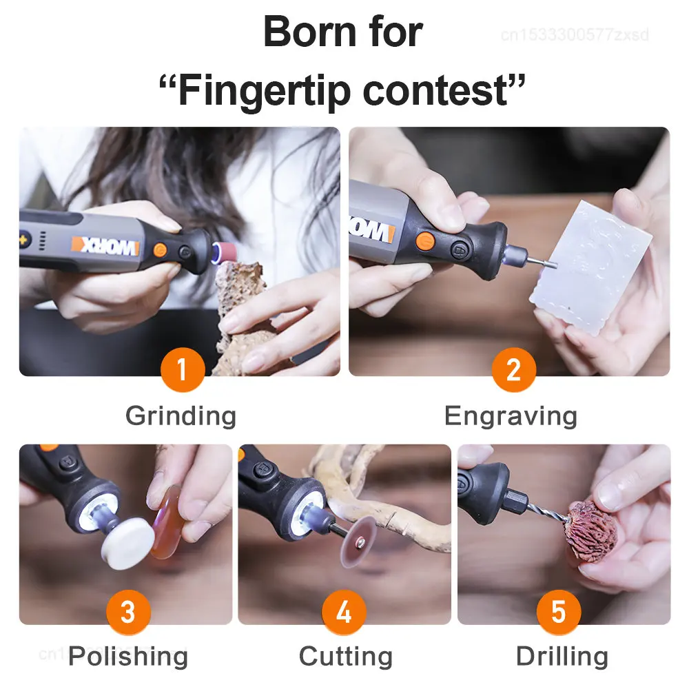 Worx 8V Rotary Tool WX106 Cordless Mini Drill Engraving Grinding Polishing Machine USB Charger Variable Speed Power Tools Set - Image 3