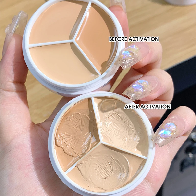 XIXI Pure Holding Makeup Three Color Concealer Spot Acne Print Repair Foundation Dark circles are not easy to stick powder - Image 3