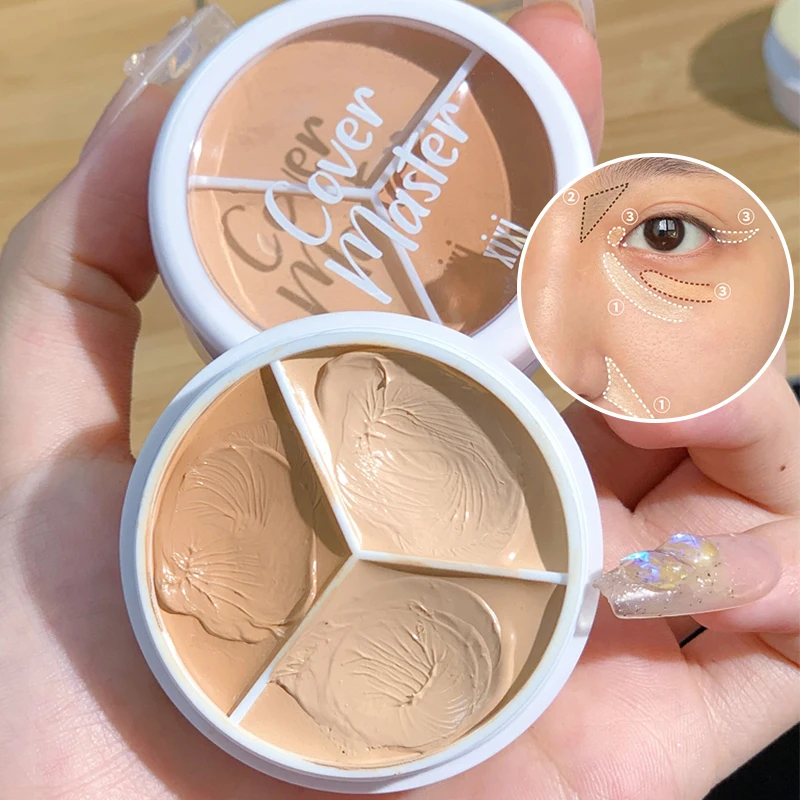 XIXI Pure Holding Makeup Three Color Concealer Spot Acne Print Repair Foundation Dark circles are not easy to stick powder - Image 6