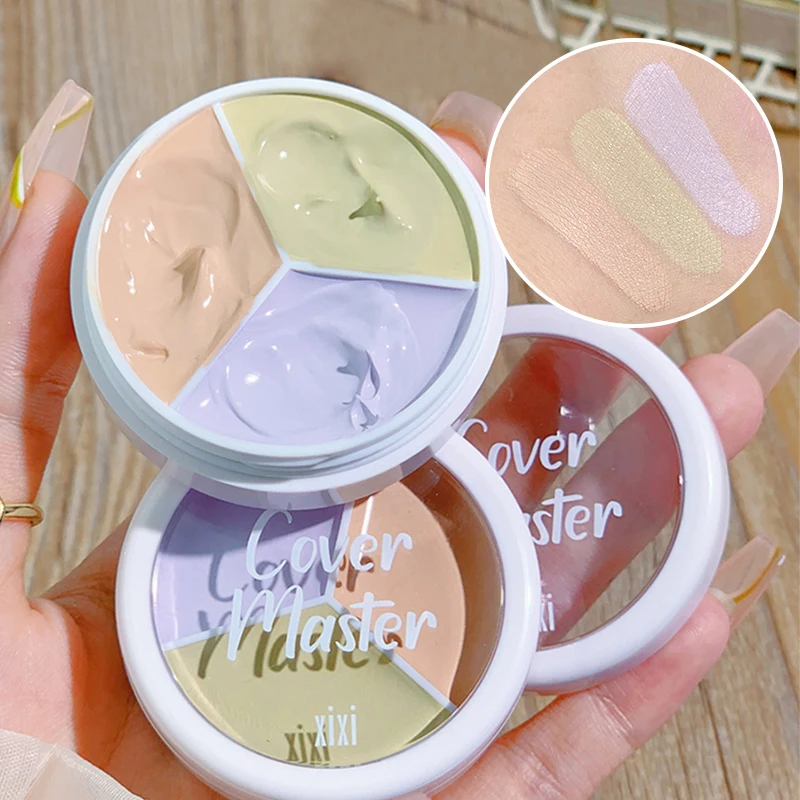 XIXI Pure Holding Makeup Three Color Concealer Spot Acne Print Repair Foundation Dark circles are not easy to stick powder - Image 4