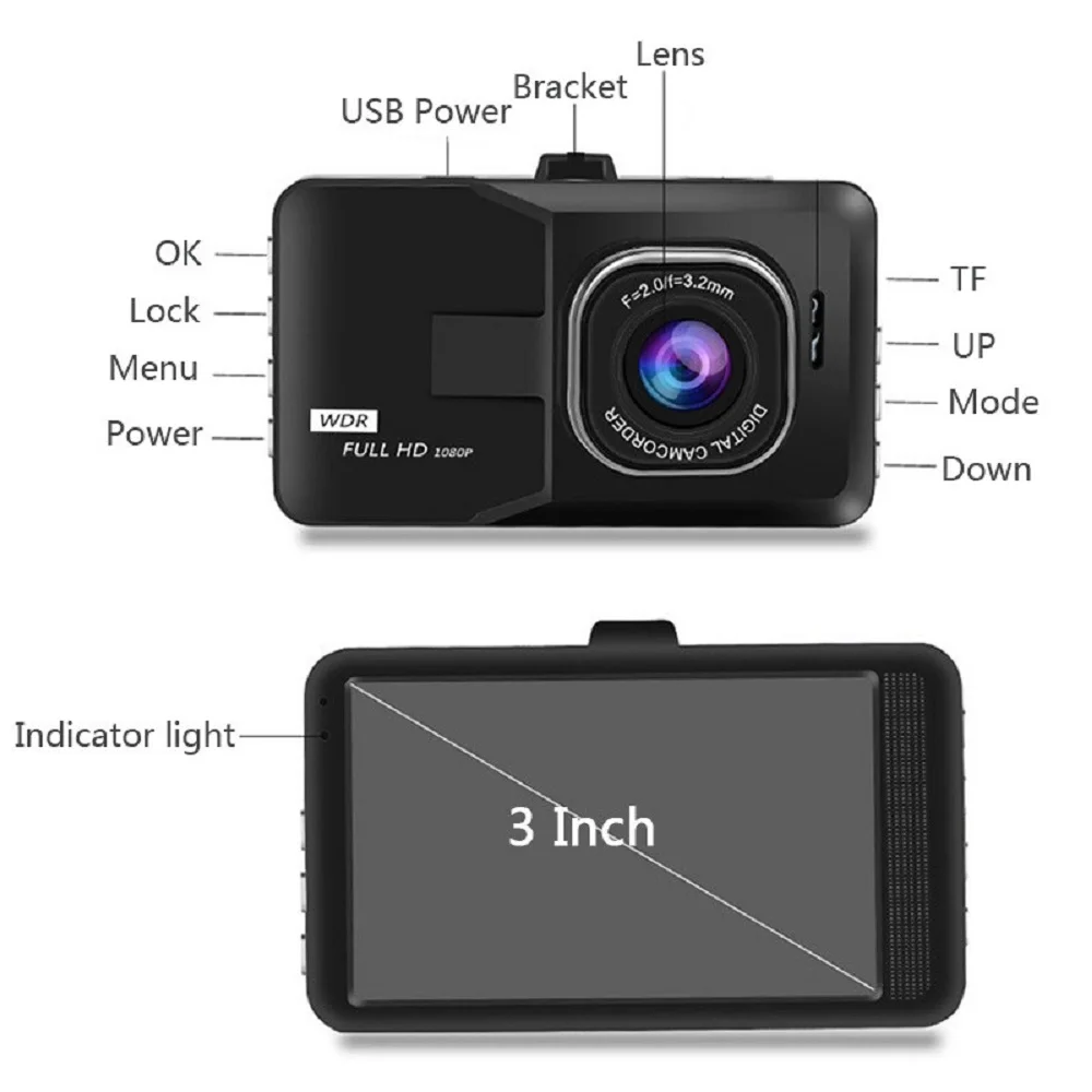 XUSHIDZ NEW Dash Camera Q08PRO Dua;-Channel Front and Rear Camera G-sensor Car Camera Dashcam Vehicle Video Recorder DVR 1080P - Image 5