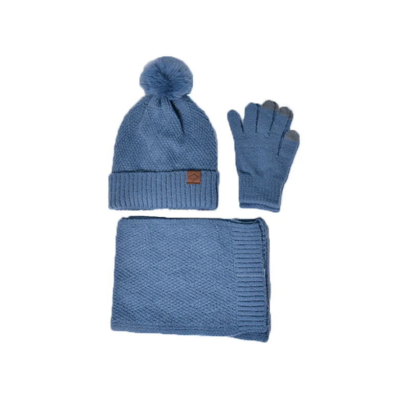 Xinbaoguan 100% Acrylic 9988 Winter Korean Edition Fashion Knitted Wool Warm Hat Scarf Glove 3-Piece Set Ear Protection Hoodie - Image 3